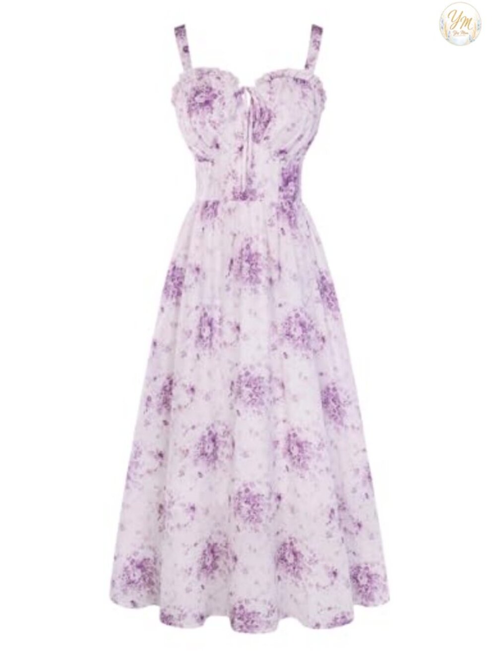 Floral Corset Maxi Dress Adjustable Straps Ruched Bust Summer